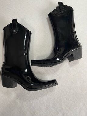 Rubber Cowboy Boots 7 black